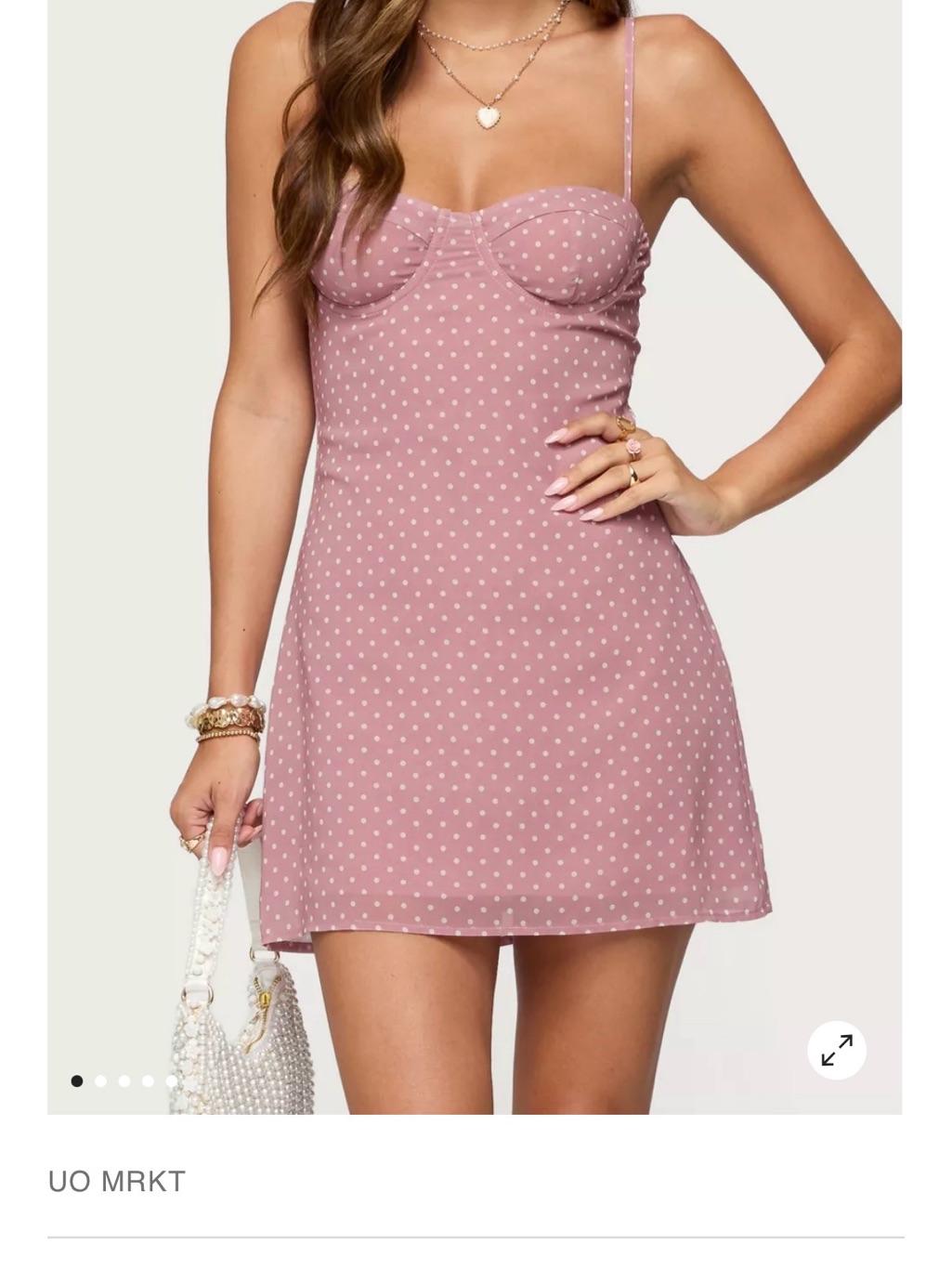 Edikted Mauve Pink Polka Dot Spaghetti Strap Mini Dress - Nwt